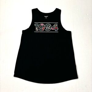 Old‎ Navy Active 1994 Floral numbers Black Tank Top Athletic Women’s Size S